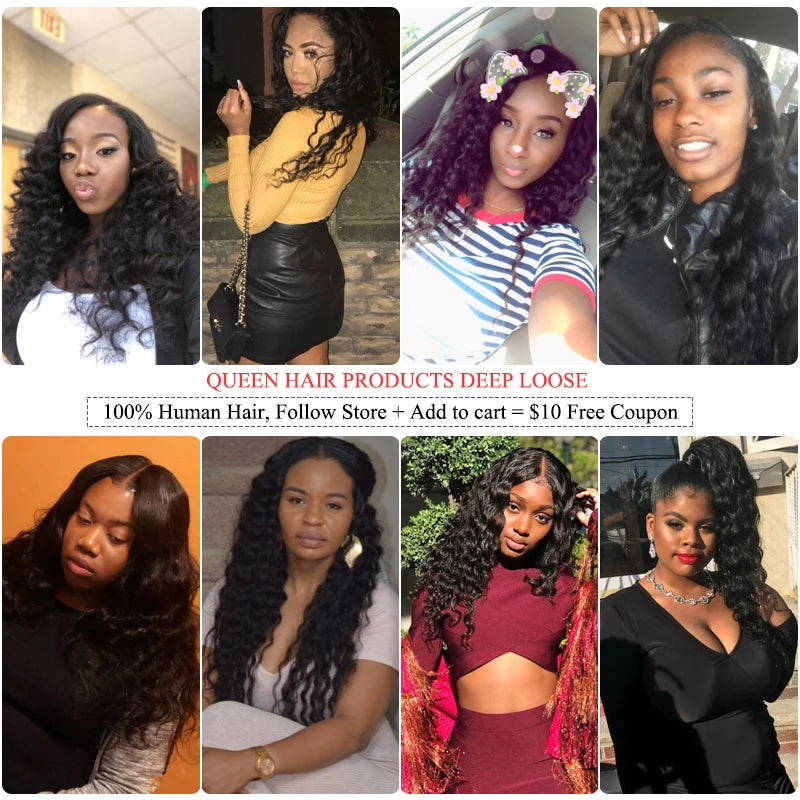 Loose Deep Wave Bundles With Closure 4x4 5x5 6x6 Brazilian Virgin Raw Hair Bundles With Closure Queen Hair Official