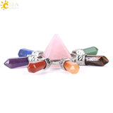 CSJA  7 Chakra Jewelry Energy Power Natural Stone Meditation Crystal Pyramid Hexagonal Prism for Men Women Yoga Healing F342