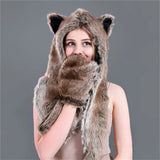 Women's faux fur winter scarf, hat and glove set by HSF Marketplace in a coordinated cold-weather design