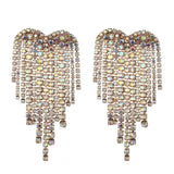 Heart chandelier earrings with sparkling rhinestones, HSF Marketplace jewelry for trendy style