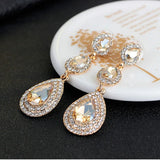 Champagne crystal drop earrings by HSF Marketplace for elegant wedding looks
