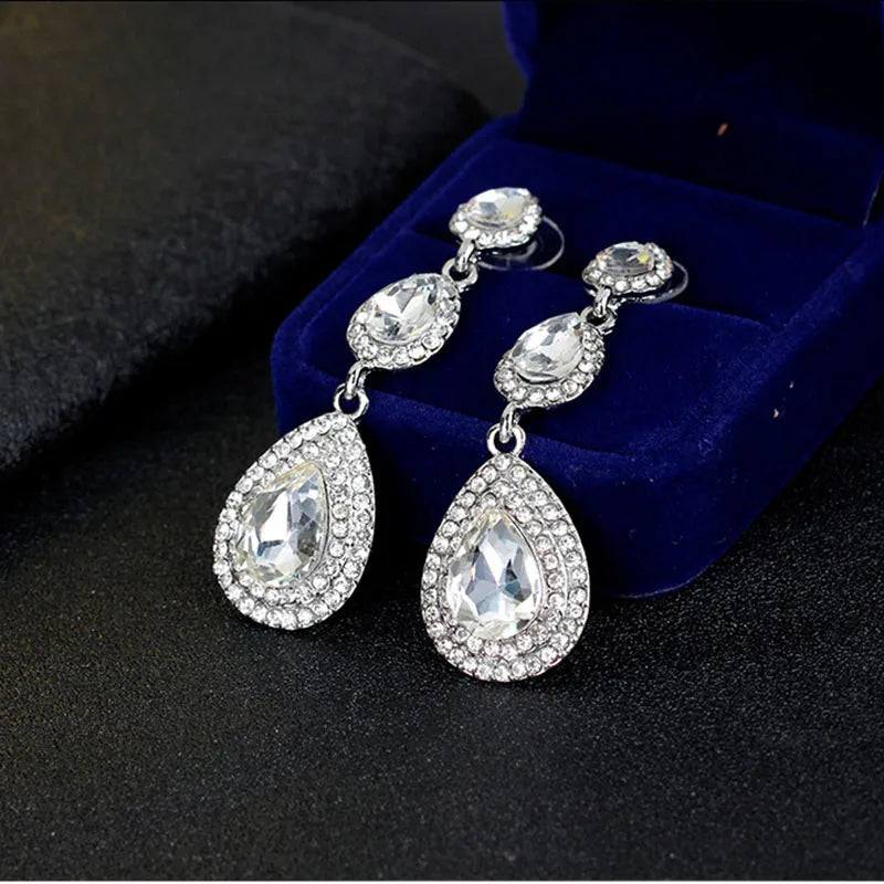 HSF Marketplace champagne crystal drop earrings for elegant wedding looks