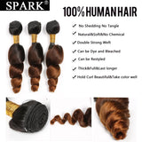 Spark Ombre Peruvian Loose Wave Bundles with Closure Remy Hair Extension Human Hair Bundles with Closure