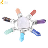 CSJA  7 Chakra Jewelry Energy Power Natural Stone Meditation Crystal Pyramid Hexagonal Prism for Men Women Yoga Healing F342