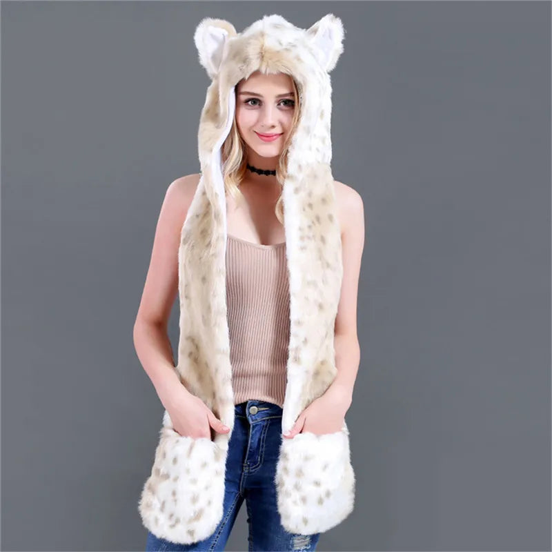 Faux fur women’s winter scarf, hat and glove set by HSF Marketplace