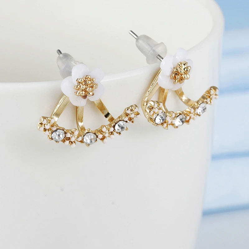 Cute cherry blossom flower stud earrings for women, delicate floral jewelry by HSF Marketplace