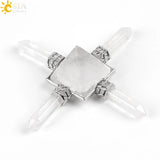 CSJA Reiki Healing Balance Indian Chakra 4 Point Pyramid Natural Gem Stone Energy Generator White Purple Crystal Obsidian E813