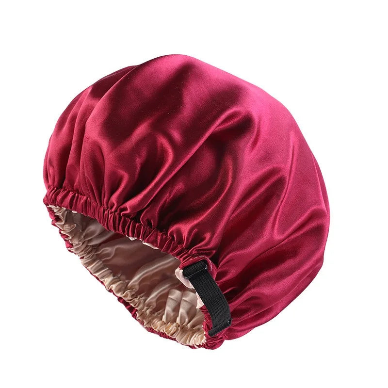 2021 Hot Sale Soft Shower Cap Double Sided Layer Satin Silk Lined Night Cap For Women