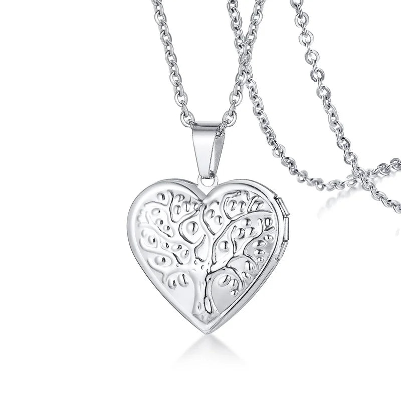 Floral oval heart locket pendant necklace for women, HSF Marketplace jewelry, gold-tone floral design