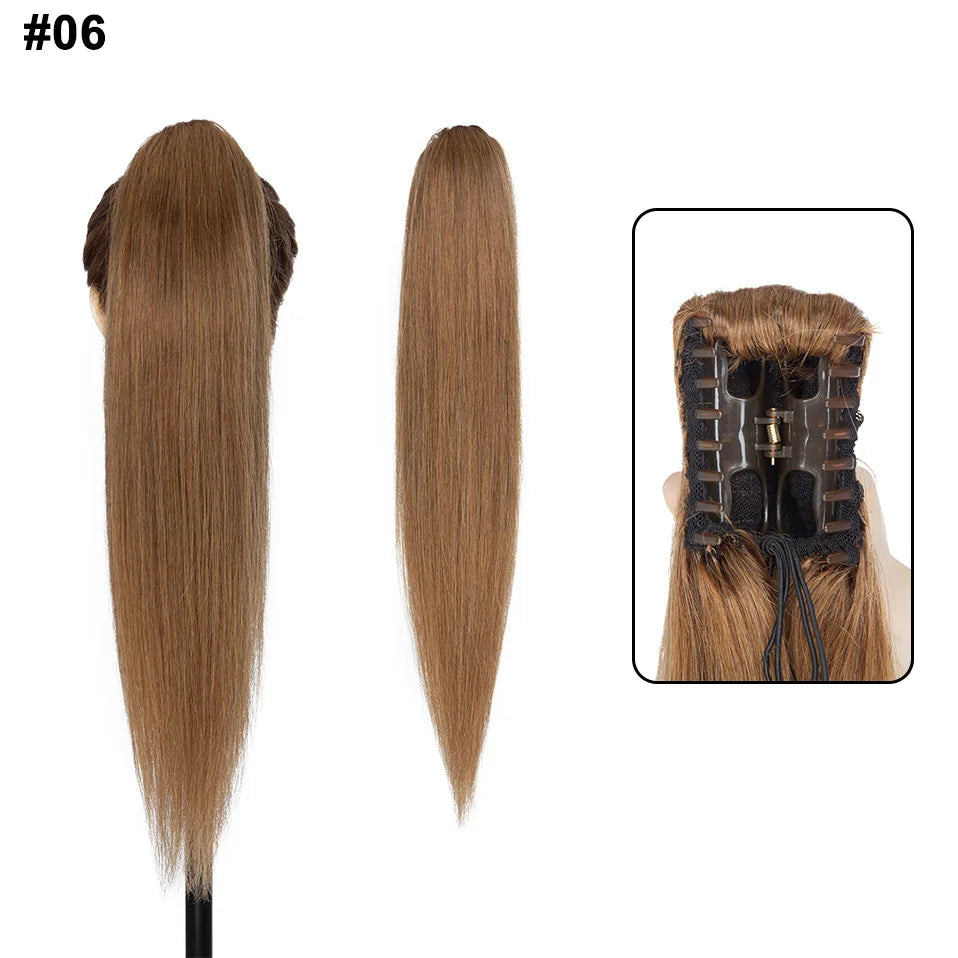 S-noilite human hair claw clip-in ponytail extension in natural black, blonde, and brown tones