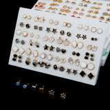 HSF Marketplace multicolor cartoon star and moon hypoallergenic plastic stud earrings set, 36 pairs