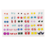 HSF Marketplace multicolor crystal cartoon star and moon hypoallergenic plastic stud earrings set, 36/18 pairs