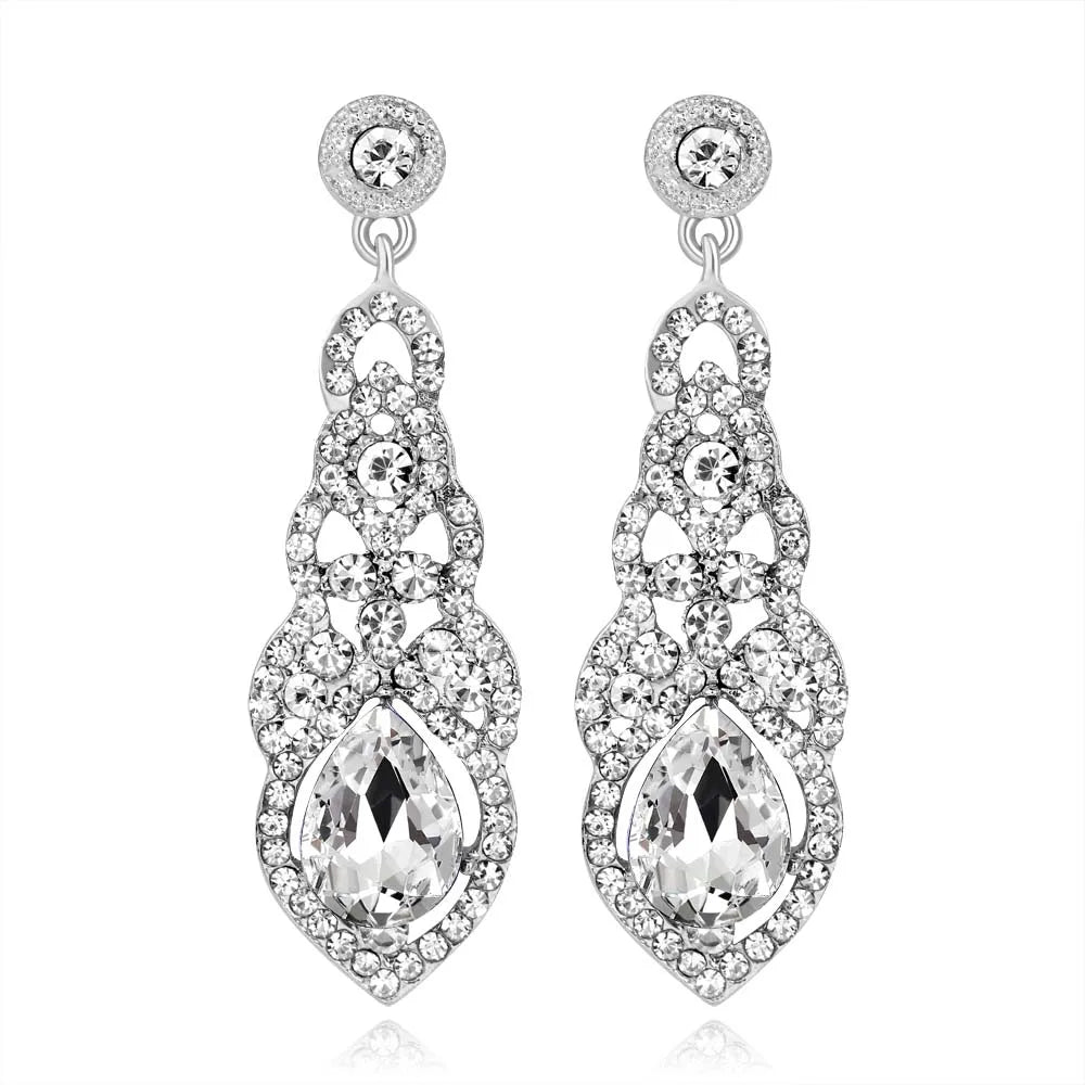 Champagne crystal drop earrings by HSF Marketplace for elegant wedding looks