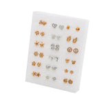 36/18-pair multicolor crystal cartoon star and moon hypoallergenic plastic stud earrings set by HSF Marketplace