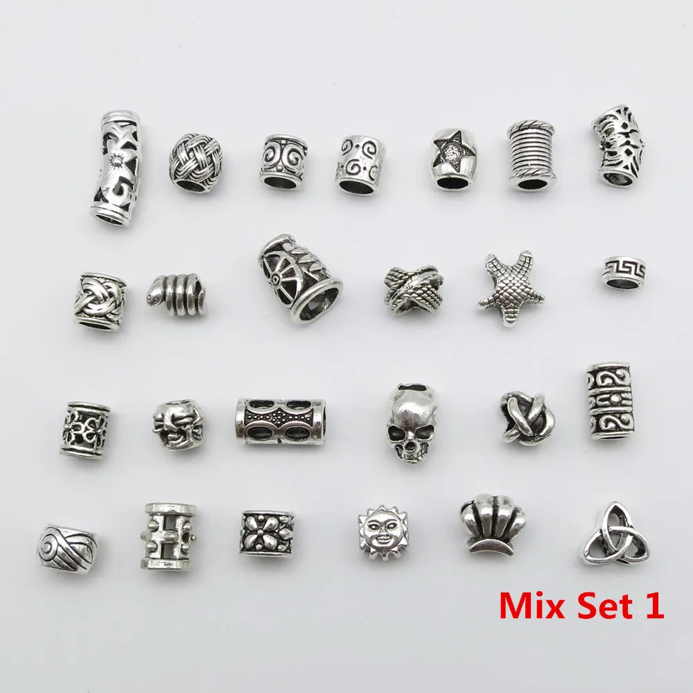 25Pcs/Lot mix metal set for hair braid dread dreadlock beads tube rings Jewelry dreadlock accessories