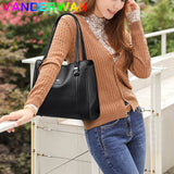 Genuine soft PU leather women's handbag by HSF Marketplace, vintage shoulder tote with large capacity and elegant design.