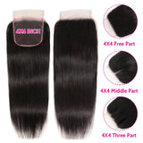 Unice Human Hair Bundles with 4x4 lace closure in natural color, featuring straight 100% human hair from HSF Marketplace