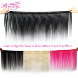 Berrys Fashion Straight 3 Bundles With 6x6 Lace Closure Brazilian Virgin Hair 10-28in Nature Color 100% Human Hair 5x5 Lace