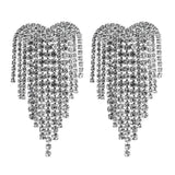 Heart chandelier earrings with sparkling rhinestones, HSF Marketplace jewelry in a trendy dangling design