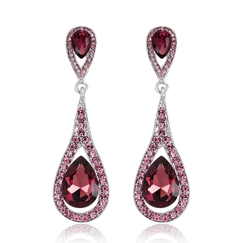 Champagne crystal drop earrings by HSF Marketplace for elegant wedding looks