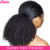 Alibele Mongolian Afro kinky curly drawstring ponytail human hair extension, 4B 4C Remy texture