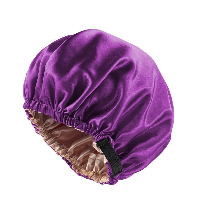 2021 Hot Sale Soft Shower Cap Double Sided Layer Satin Silk Lined Night Cap For Women