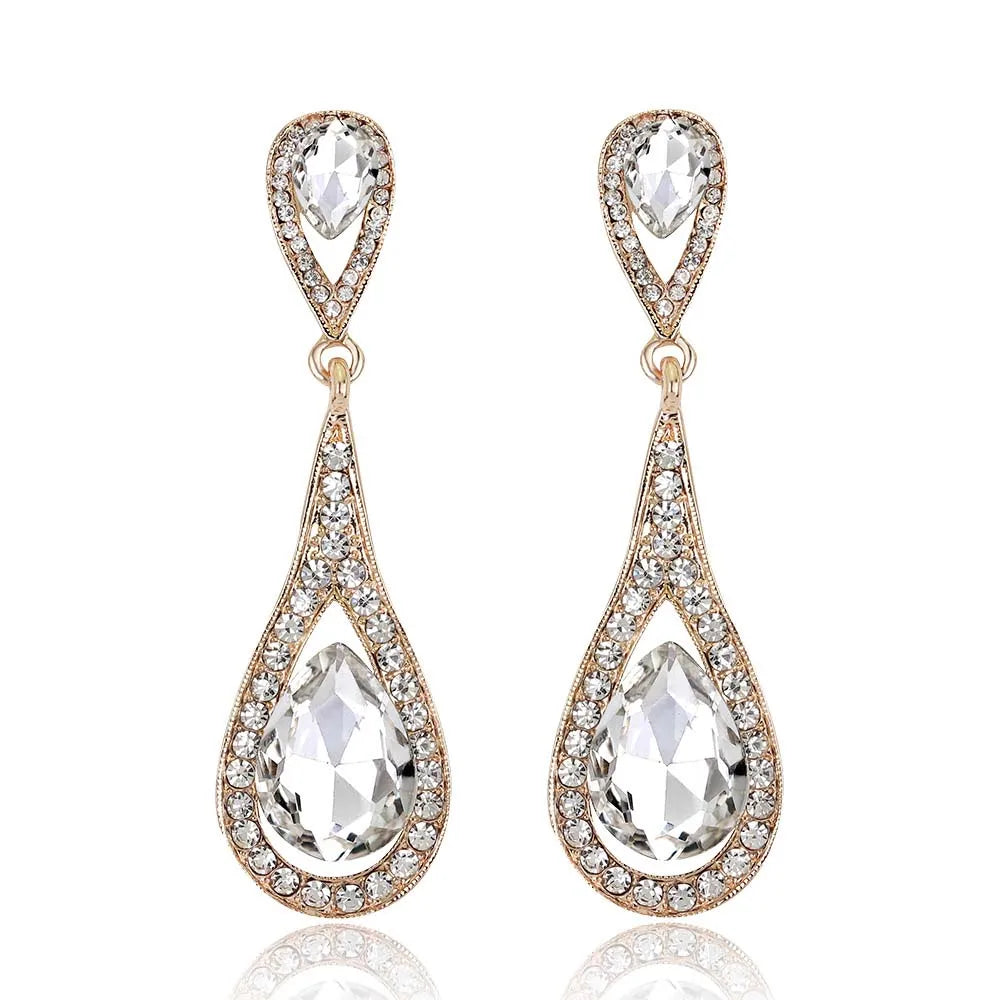 HSF Marketplace champagne crystal drop earrings for elegant wedding looks