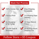 Sleek Brazilian Straight Hair Bundles With Closure S PINK 8 Hair Weave 10-26 Inches Remy Human Hair 3 Bundles With Closure