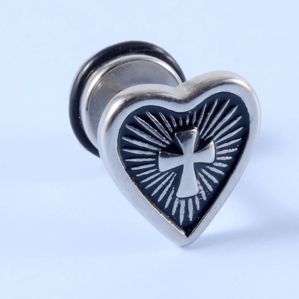 Surgical steel punk gothic earrings for men and women, featuring a dark edgy design