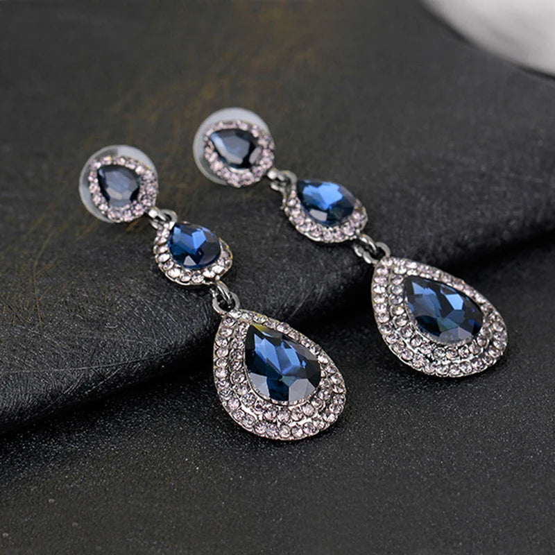 Champagne crystal drop earrings by HSF Marketplace for elegant wedding looks