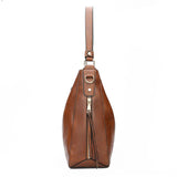 Leather hobo bag by HSF Marketplace, large capacity women's shoulder purse with vintage style and casual design.