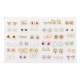 HSF Marketplace multicolor cartoon star and moon hypoallergenic plastic stud earrings set, 36 pairs
