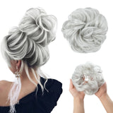 HSF Marketplace synthetic messy curly hair bun extension scrunchie for women, chignon donut updo hairpiece