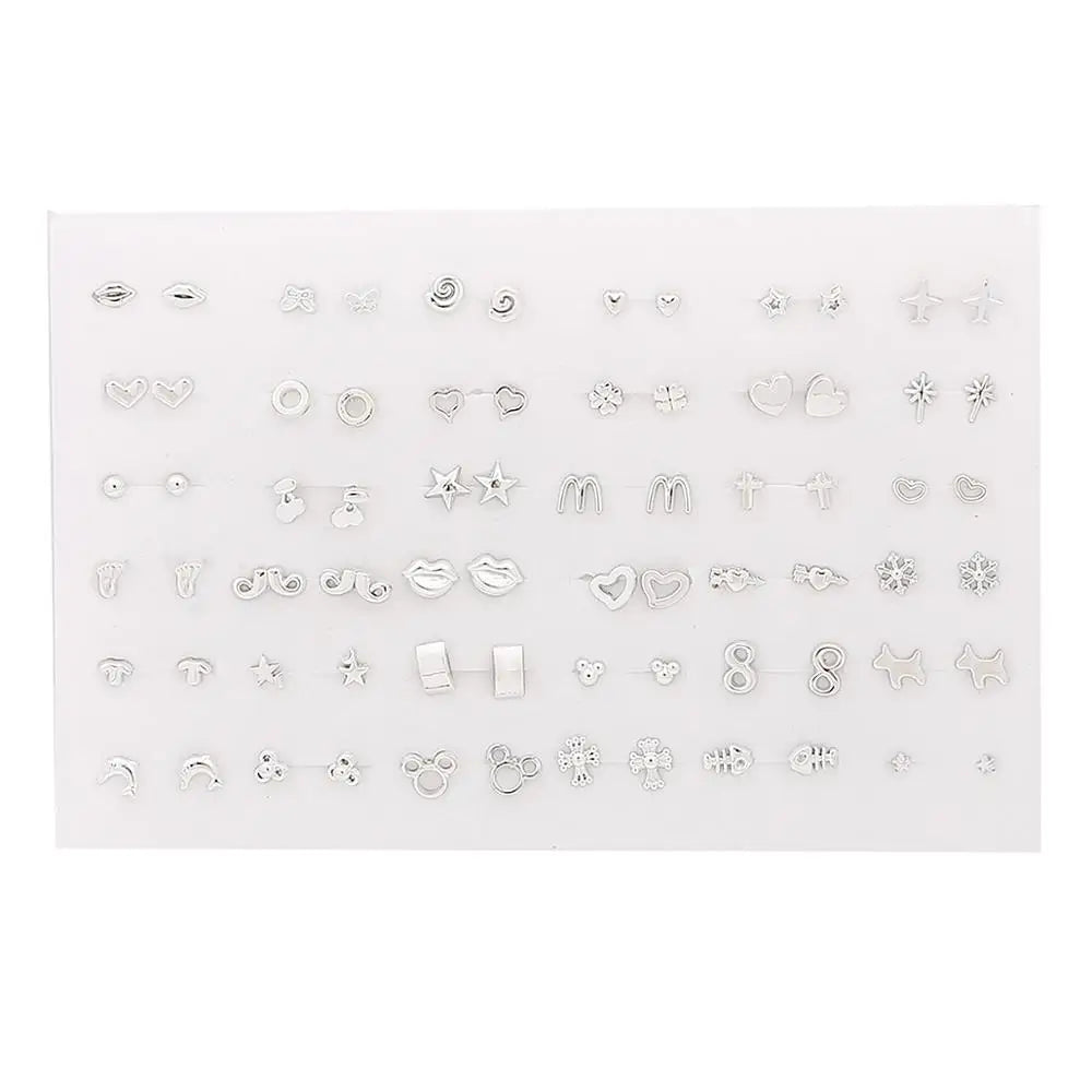 Multicolor crystal cartoon star and moon hypoallergenic plastic stud earrings set by HSF Marketplace
