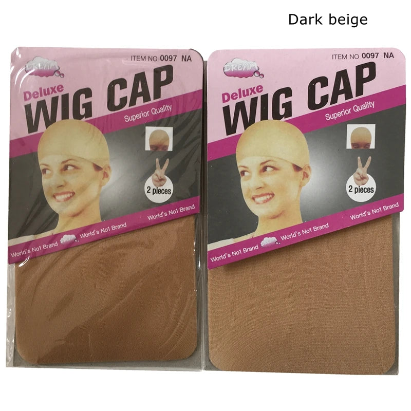 Brown stretchable wig caps, 10-piece set for easy weaving, by HSF Marketplace