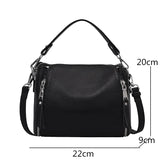 Genuine leather women's messenger handbag with high capacity, cowhide design, crossbody style, and shoulder strap for travel and daily use.