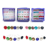 20-pair set colorful crystal stud earrings, 3–6mm simple plastic piercing jewelry for women by HSF Marketplace