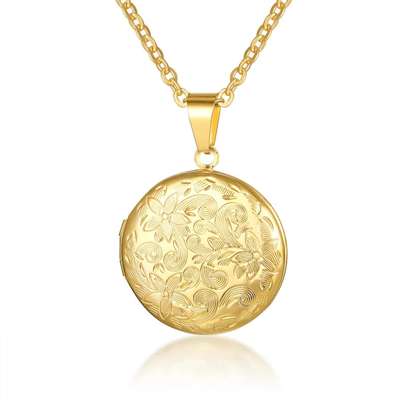 Floral oval heart locket pendant necklace for women by HSF Marketplace, delicate jewelry design