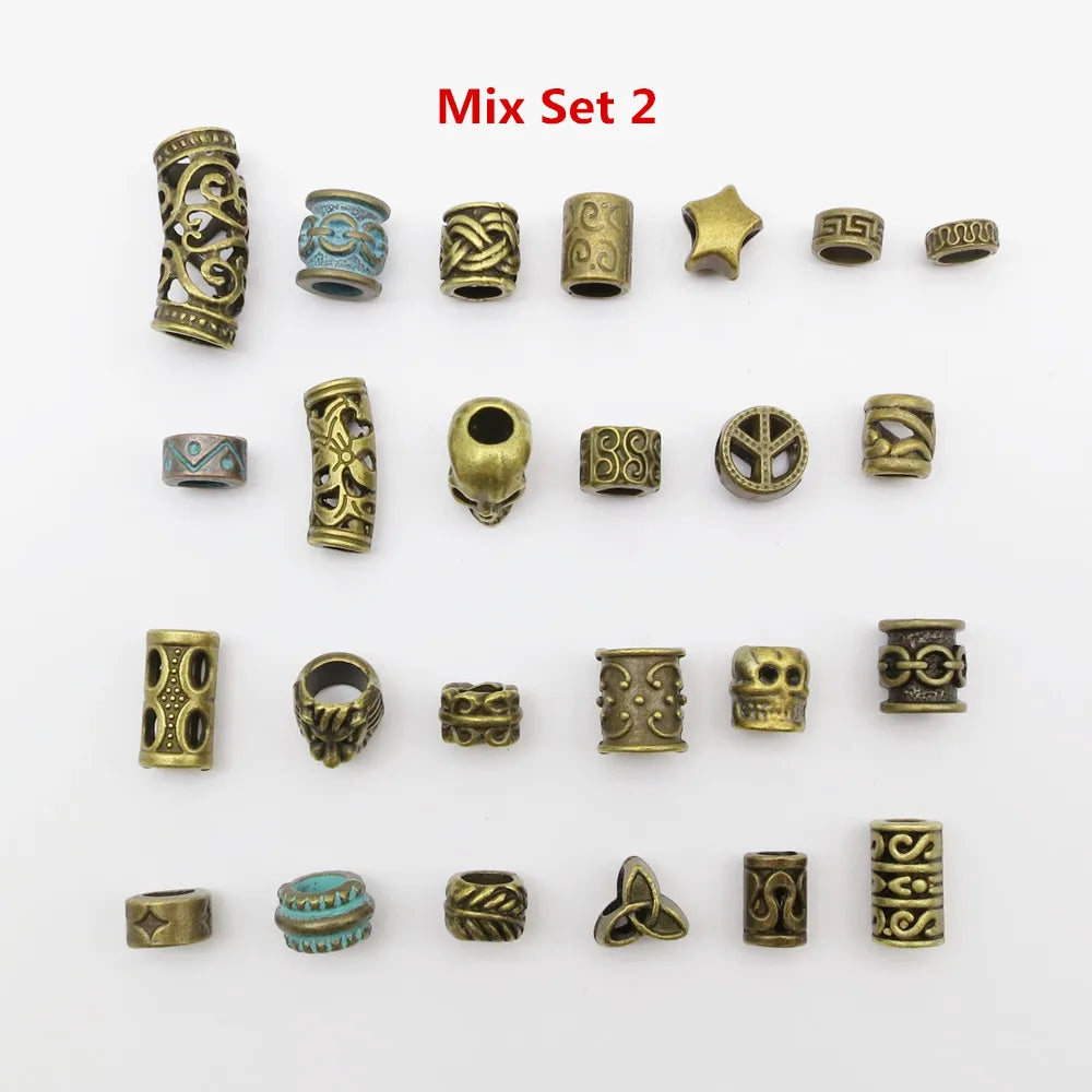 25Pcs/Lot mix metal set for hair braid dread dreadlock beads tube rings Jewelry dreadlock accessories