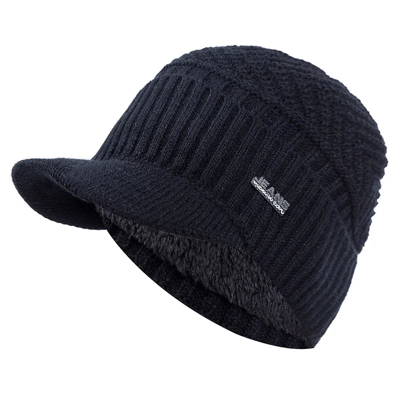 Women's HSF Marketplace warm winter hat, fur-lined soft knitted beanie cap with brim