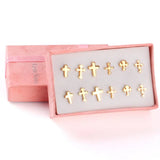 Vintage stud earrings set for women, 6 pairs in gold and silver tones by HSF Marketplace