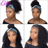 Celiehair kinky curly Brazilian human hair headband wig for women, natural curly texture