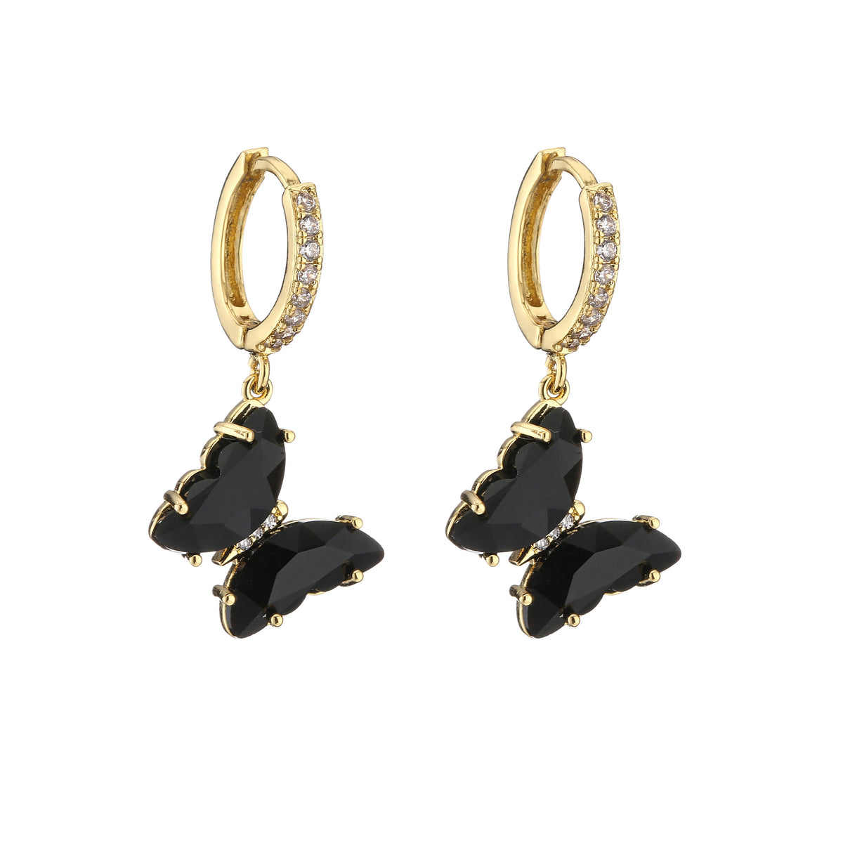 Crystal butterfly hoop earrings for women by HSF Marketplace, featuring a sweet, elegant design