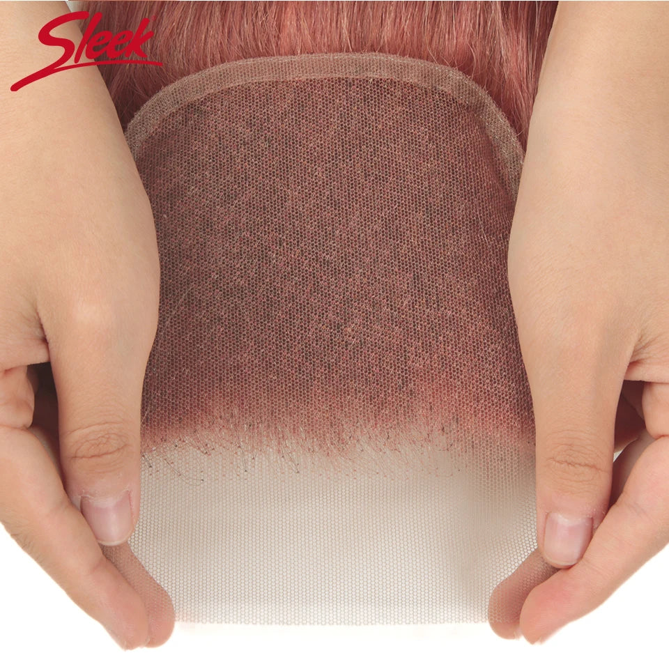 Sleek Brazilian Straight Hair Bundles With Closure S PINK 8 Hair Weave 10-26 Inches Remy Human Hair 3 Bundles With Closure