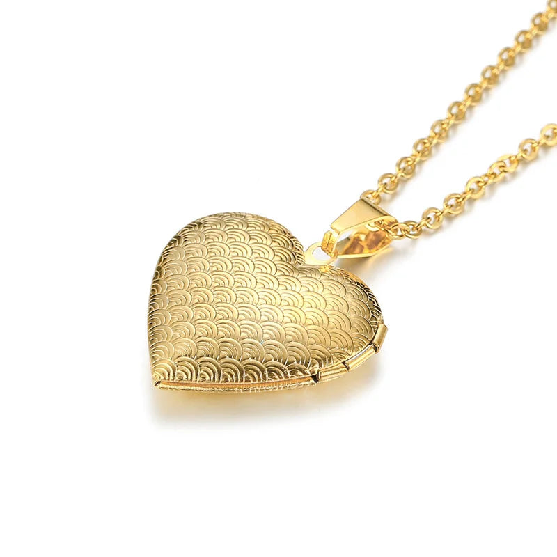 Floral oval heart locket pendant necklace for women by HSF Marketplace