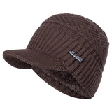 Women’s fur-lined soft beanie cap with brim, thick warm winter knitted hat by HSF Marketplace