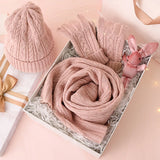 Women's winter warm wool knit hat, scarf and glove set in a coordinated design by HSF Marketplace