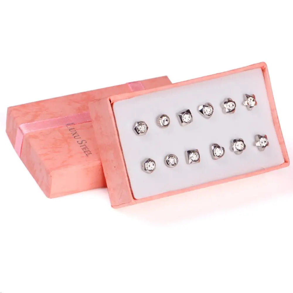 Vintage gold and silver stud earrings set for women, 6 pairs of assorted designs by HSF Marketplace
