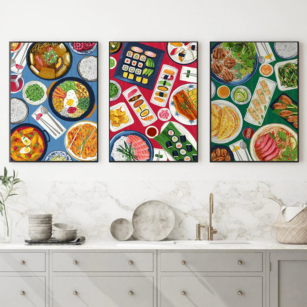 Sushi canvas art for modern kitchen decor, K-Culture merch by HSF Marketplace