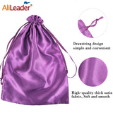 HSF Marketplace silk wig bags for hair extensions, drawstring satin storage bags for wigs and bundles, ideal hair styling tool.